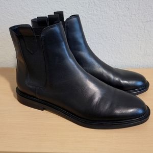 Zara 41 10 black leather chelsea ankle boots
